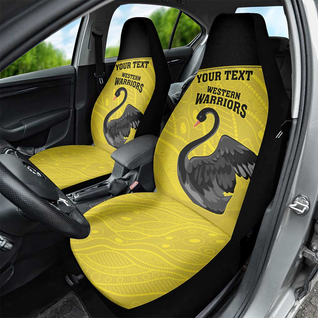 Custom Western Australia Cricket Car Seat Cover Go Warriors Black Swans - Aboriginal Art