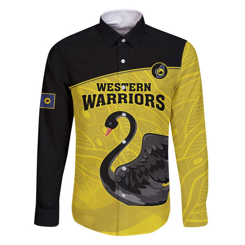 Custom Western Australia Cricket Family Matching Summer Maxi Dress and Hawaiian Shirt Go Warriors Black Swans - Aboriginal Art