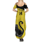 Custom Western Australia Cricket Family Matching Summer Maxi Dress and Hawaiian Shirt Go Warriors Black Swans - Aboriginal Art