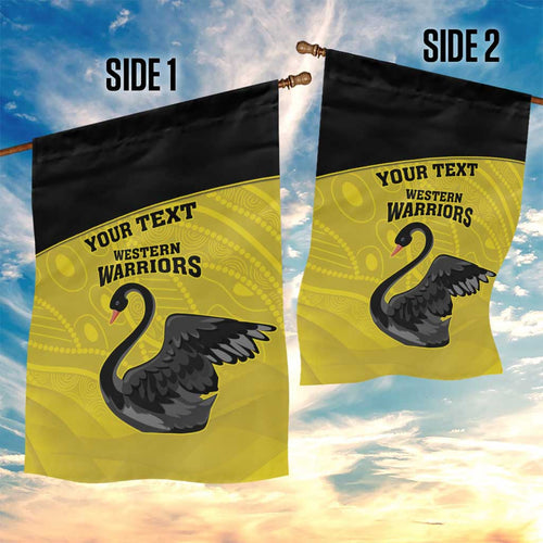 Custom Western Australia Cricket Garden Flag Go Warriors Black Swans - Aboriginal Art