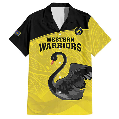 Custom Western Australia Cricket Hawaiian Shirt Go Warriors Black Swans - Aboriginal Art