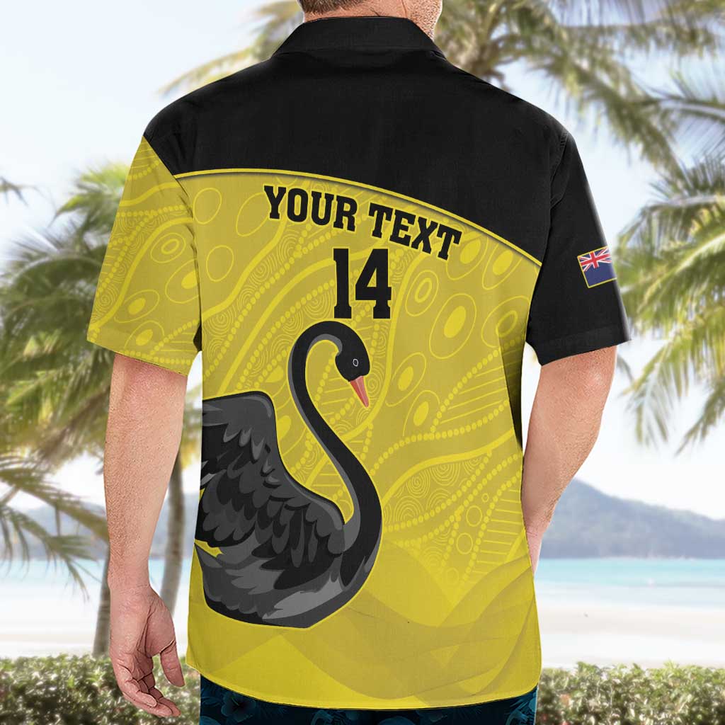 Custom Western Australia Cricket Hawaiian Shirt Go Warriors Black Swans - Aboriginal Art