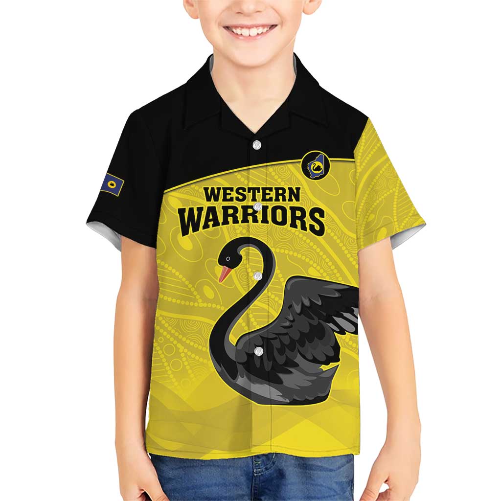 Custom Western Australia Cricket Hawaiian Shirt Go Warriors Black Swans - Aboriginal Art