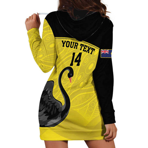 Custom Western Australia Cricket Hoodie Dress Go Warriors Black Swans - Aboriginal Art