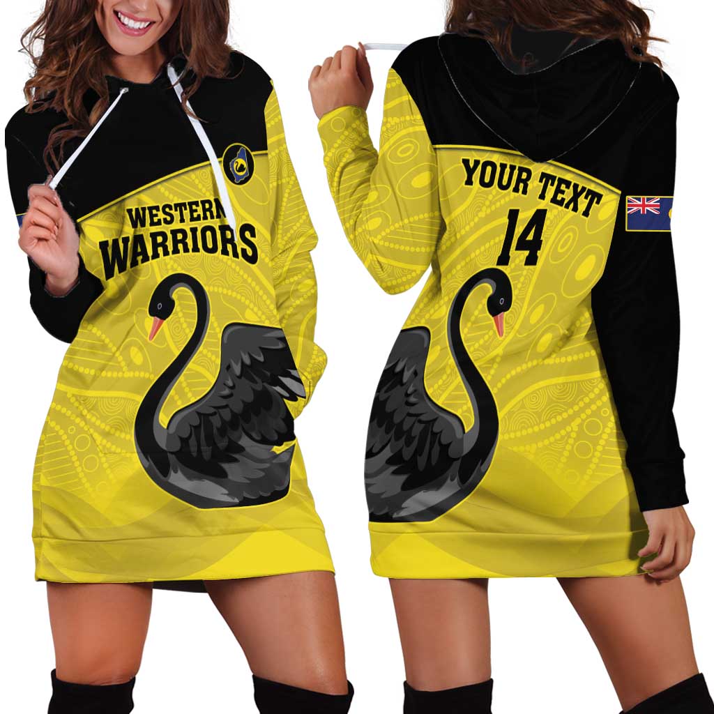 Custom Western Australia Cricket Hoodie Dress Go Warriors Black Swans - Aboriginal Art