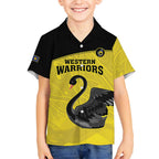 Custom Western Australia Cricket Kid Hawaiian Shirt Go Warriors Black Swans - Aboriginal Art