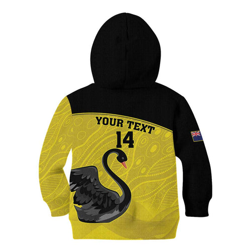 Custom Western Australia Cricket Kid Hoodie Go Warriors Black Swans - Aboriginal Art