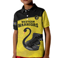 Custom Western Australia Cricket Kid Polo Shirt Go Warriors Black Swans - Aboriginal Art
