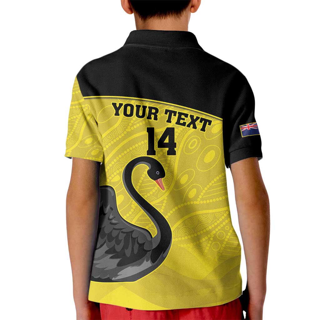 Custom Western Australia Cricket Kid Polo Shirt Go Warriors Black Swans - Aboriginal Art