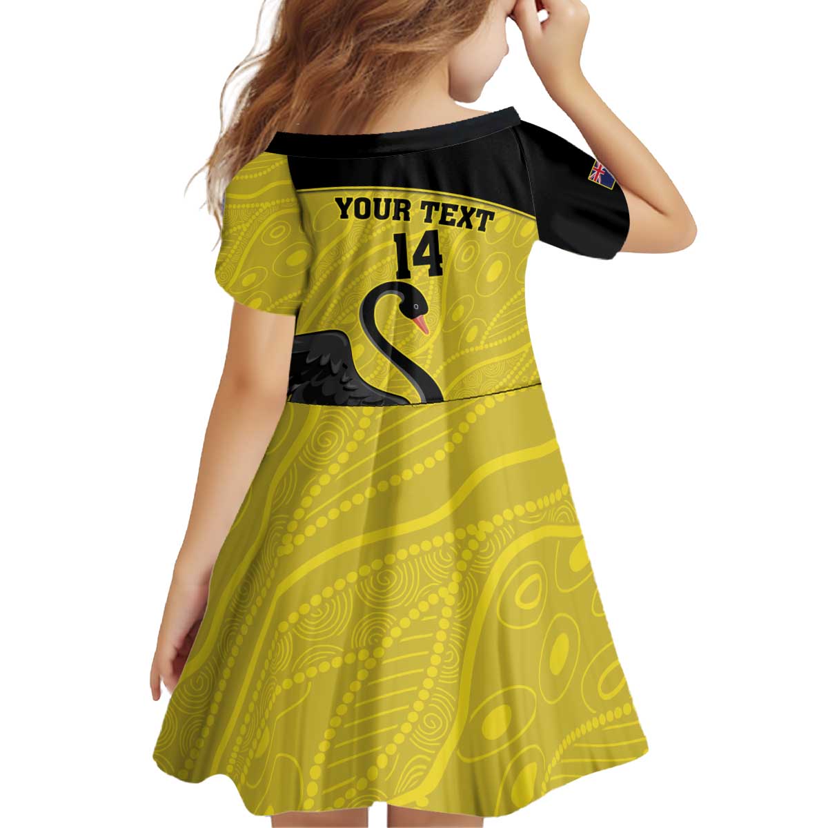 Custom Western Australia Cricket Kid Short Sleeve Dress Go Warriors Black Swans - Aboriginal Art