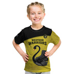Custom Western Australia Cricket Kid T Shirt Go Warriors Black Swans - Aboriginal Art