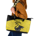 Custom Western Australia Cricket Leather Tote Bag Go Warriors Black Swans - Aboriginal Art
