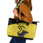 Custom Western Australia Cricket Leather Tote Bag Go Warriors Black Swans - Aboriginal Art
