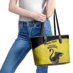 Custom Western Australia Cricket Leather Tote Bag Go Warriors Black Swans - Aboriginal Art