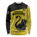 Custom Western Australia Cricket Long Sleeve Shirt Go Warriors Black Swans - Aboriginal Art