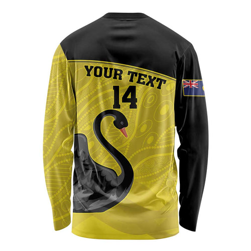 Custom Western Australia Cricket Long Sleeve Shirt Go Warriors Black Swans - Aboriginal Art