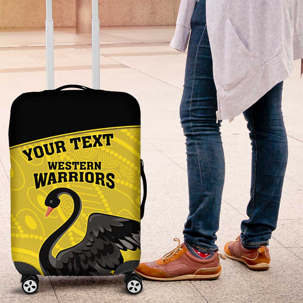 Custom Western Australia Cricket Luggage Cover Go Warriors Black Swans - Aboriginal Art