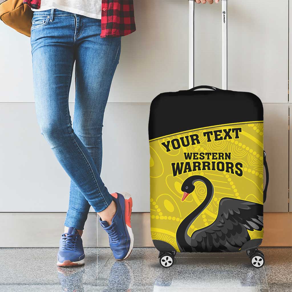 Custom Western Australia Cricket Luggage Cover Go Warriors Black Swans - Aboriginal Art