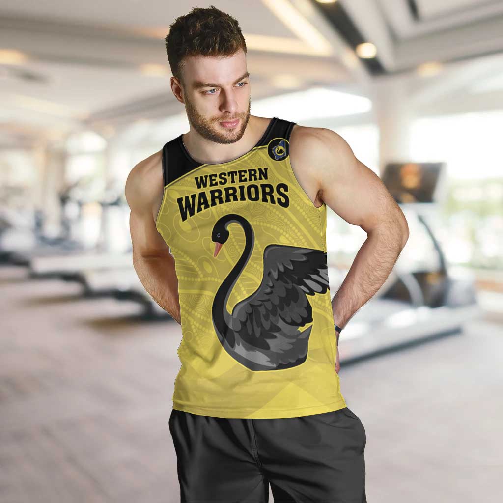 Custom Western Australia Cricket Men Tank Top Go Warriors Black Swans - Aboriginal Art