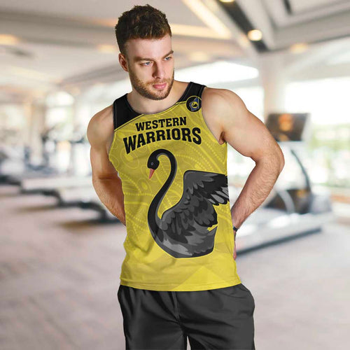 Custom Western Australia Cricket Men Tank Top Go Warriors Black Swans - Aboriginal Art