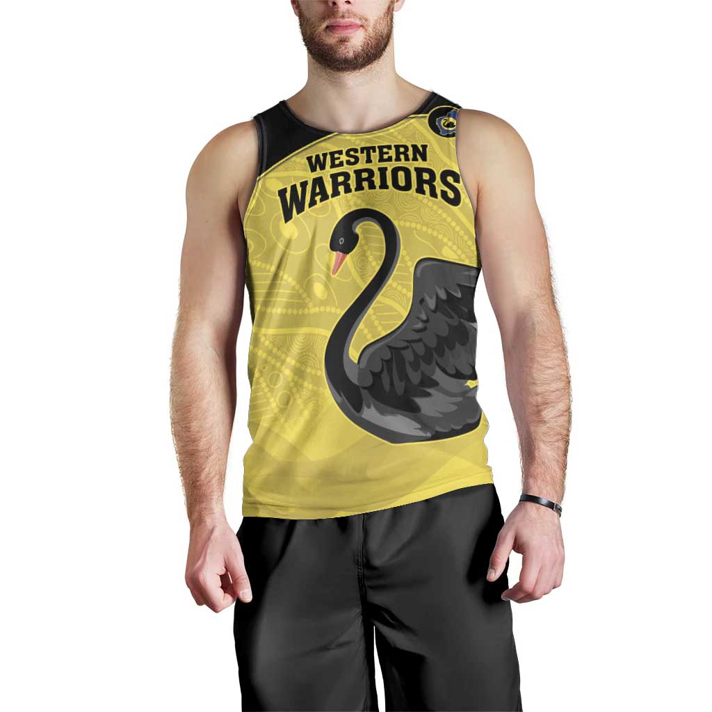 Custom Western Australia Cricket Men Tank Top Go Warriors Black Swans - Aboriginal Art