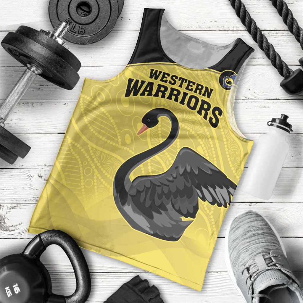 Custom Western Australia Cricket Men Tank Top Go Warriors Black Swans - Aboriginal Art