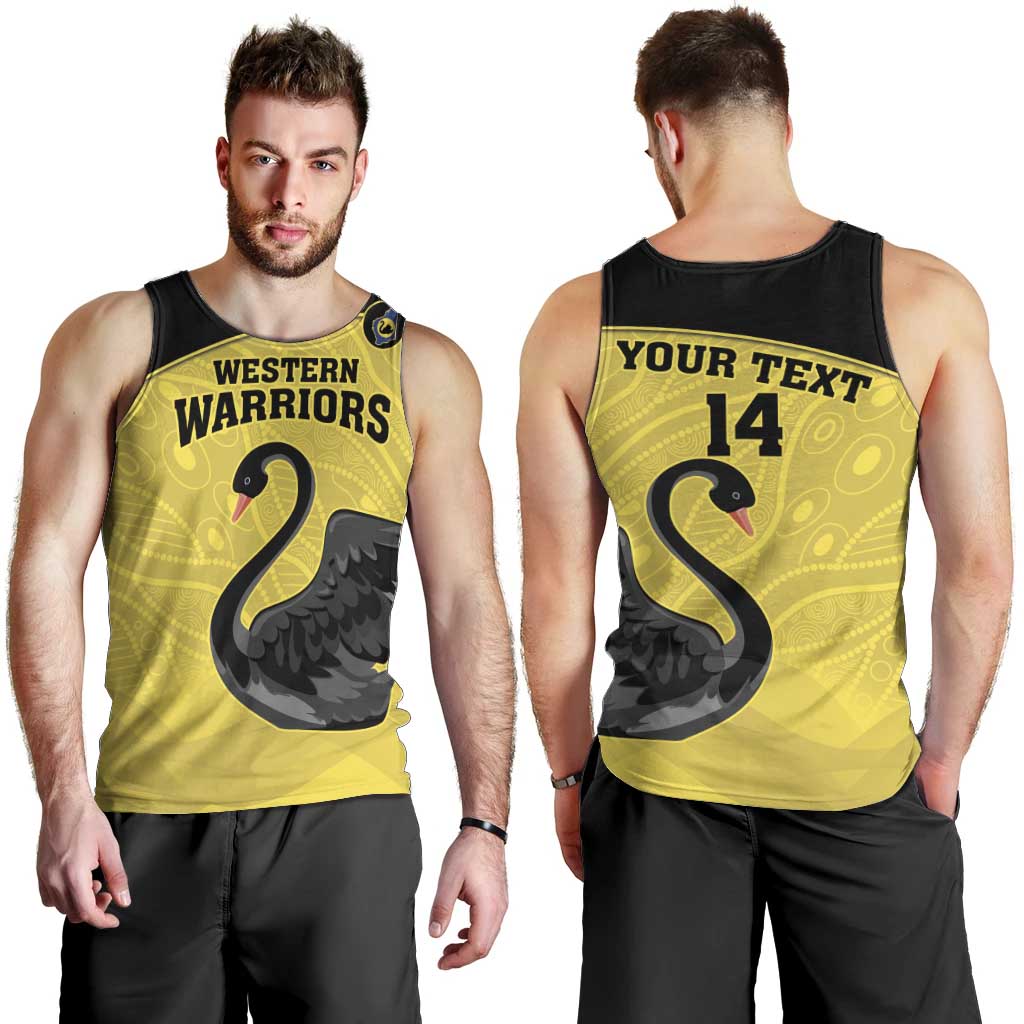 Custom Western Australia Cricket Men Tank Top Go Warriors Black Swans - Aboriginal Art