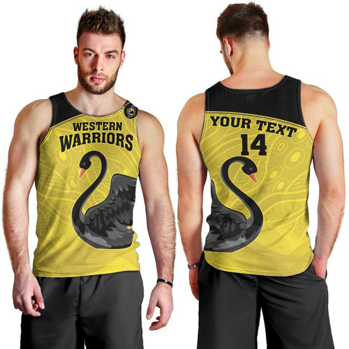 Custom Western Australia Cricket Men Tank Top Go Warriors Black Swans - Aboriginal Art