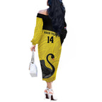 Custom Western Australia Cricket Off The Shoulder Long Sleeve Dress Go Warriors Black Swans - Aboriginal Art