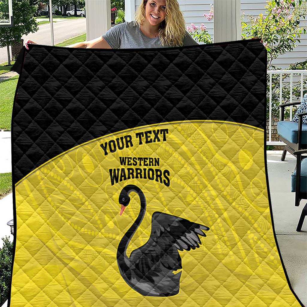 Custom Western Australia Cricket Quilt Go Warriors Black Swans - Aboriginal Art