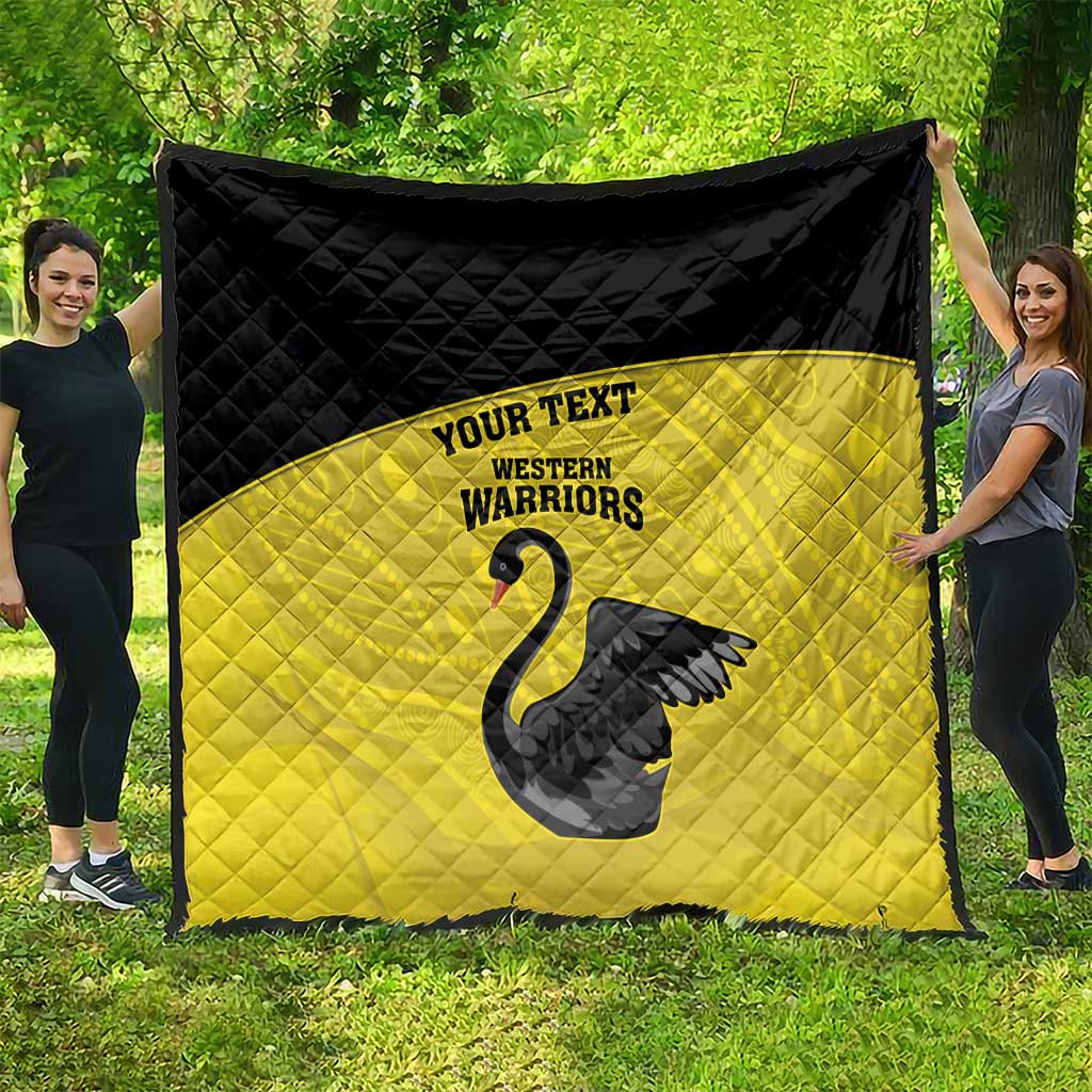 Custom Western Australia Cricket Quilt Go Warriors Black Swans - Aboriginal Art