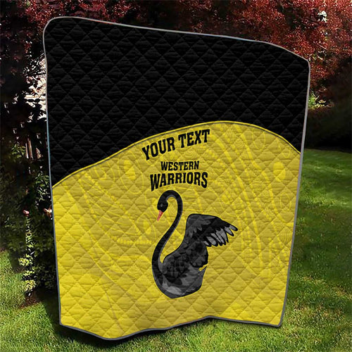 Custom Western Australia Cricket Quilt Go Warriors Black Swans - Aboriginal Art
