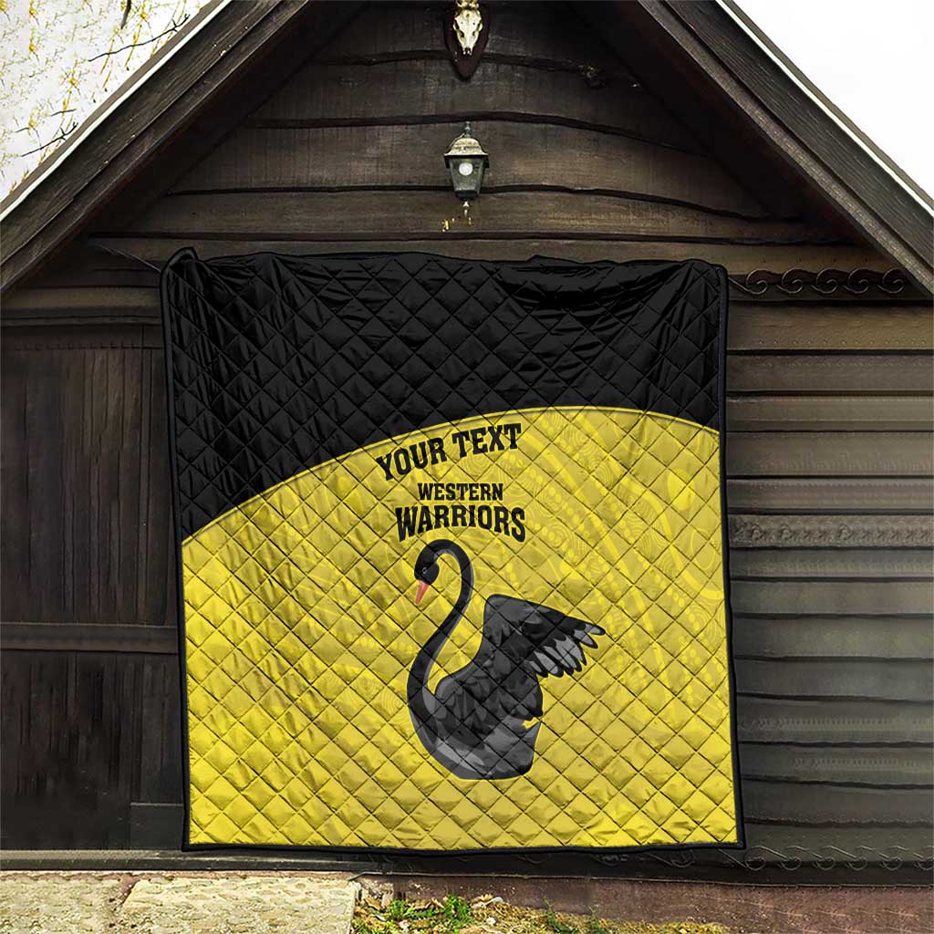 Custom Western Australia Cricket Quilt Go Warriors Black Swans - Aboriginal Art