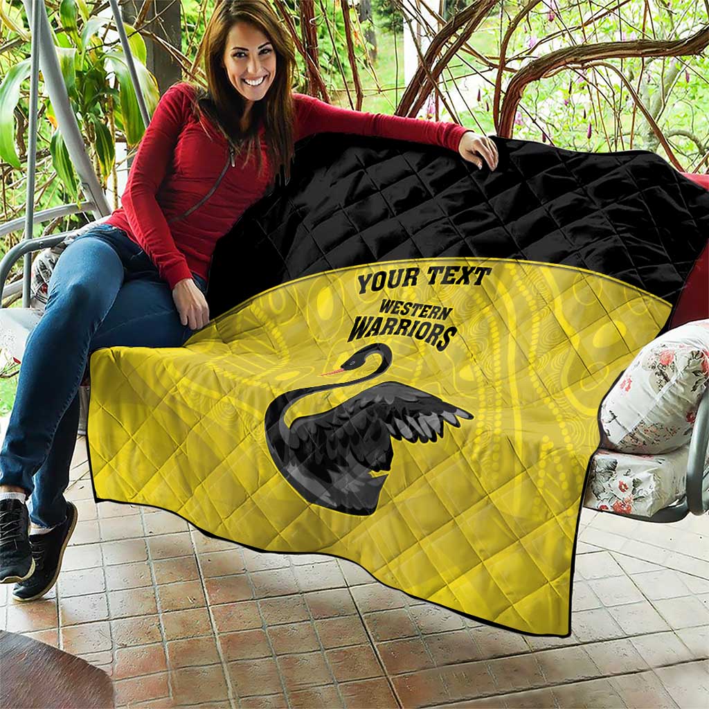 Custom Western Australia Cricket Quilt Go Warriors Black Swans - Aboriginal Art