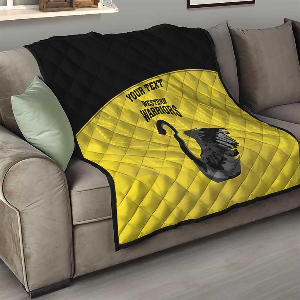 Custom Western Australia Cricket Quilt Go Warriors Black Swans - Aboriginal Art