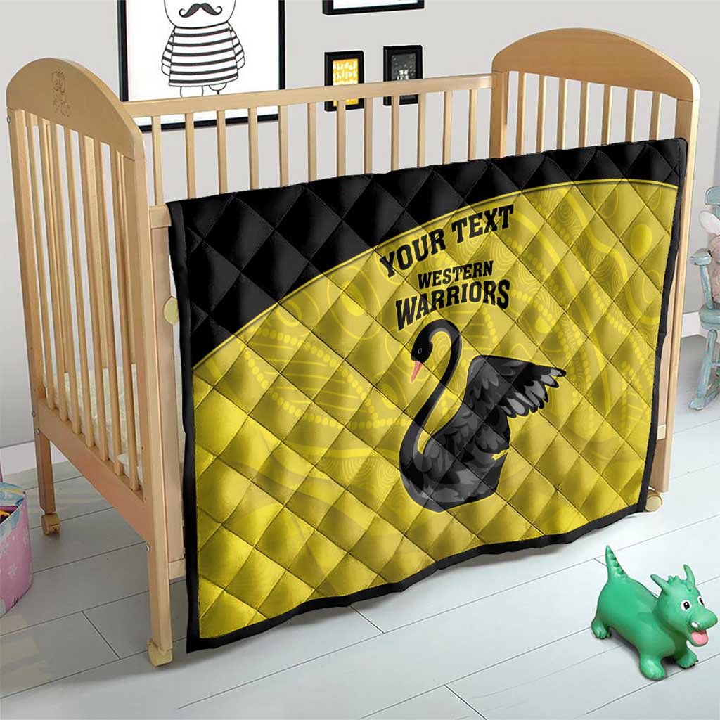 Custom Western Australia Cricket Quilt Go Warriors Black Swans - Aboriginal Art
