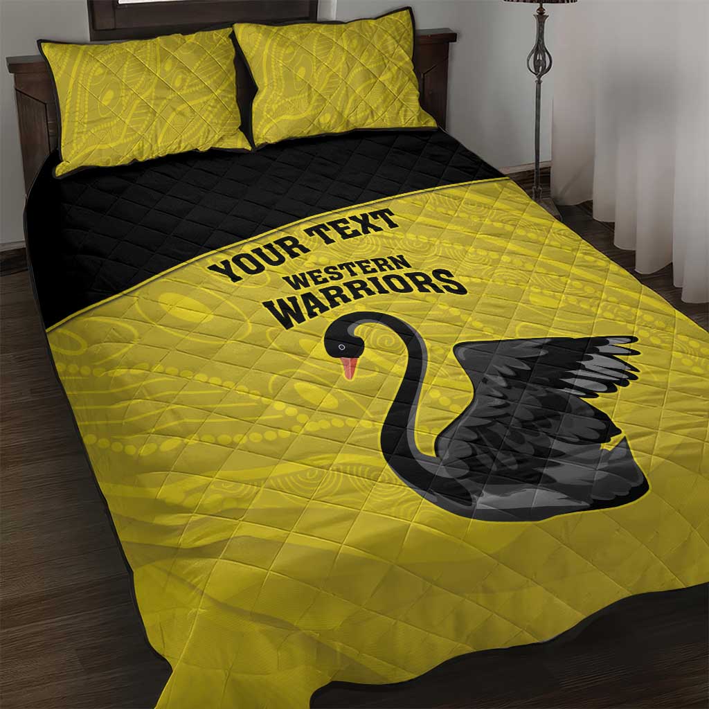Custom Western Australia Cricket Quilt Bed Set Go Warriors Black Swans - Aboriginal Art