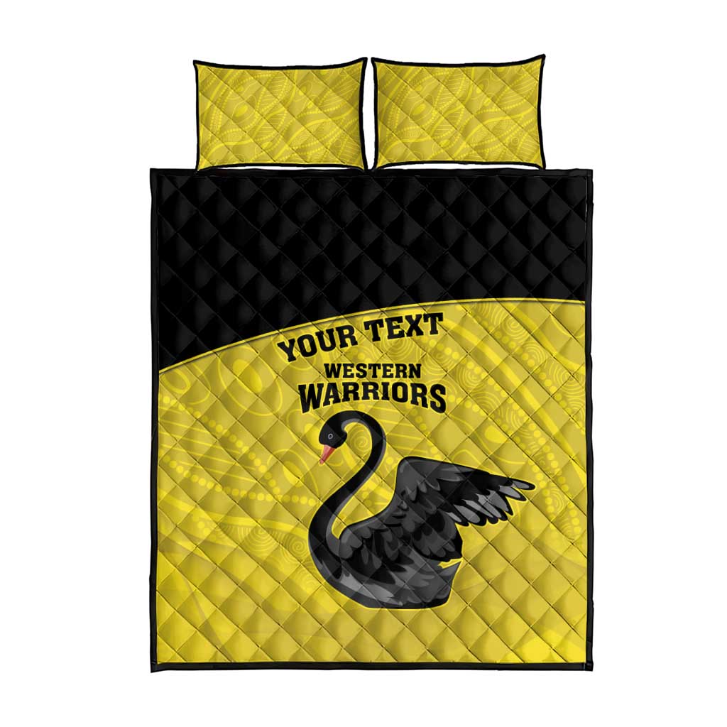 Custom Western Australia Cricket Quilt Bed Set Go Warriors Black Swans - Aboriginal Art