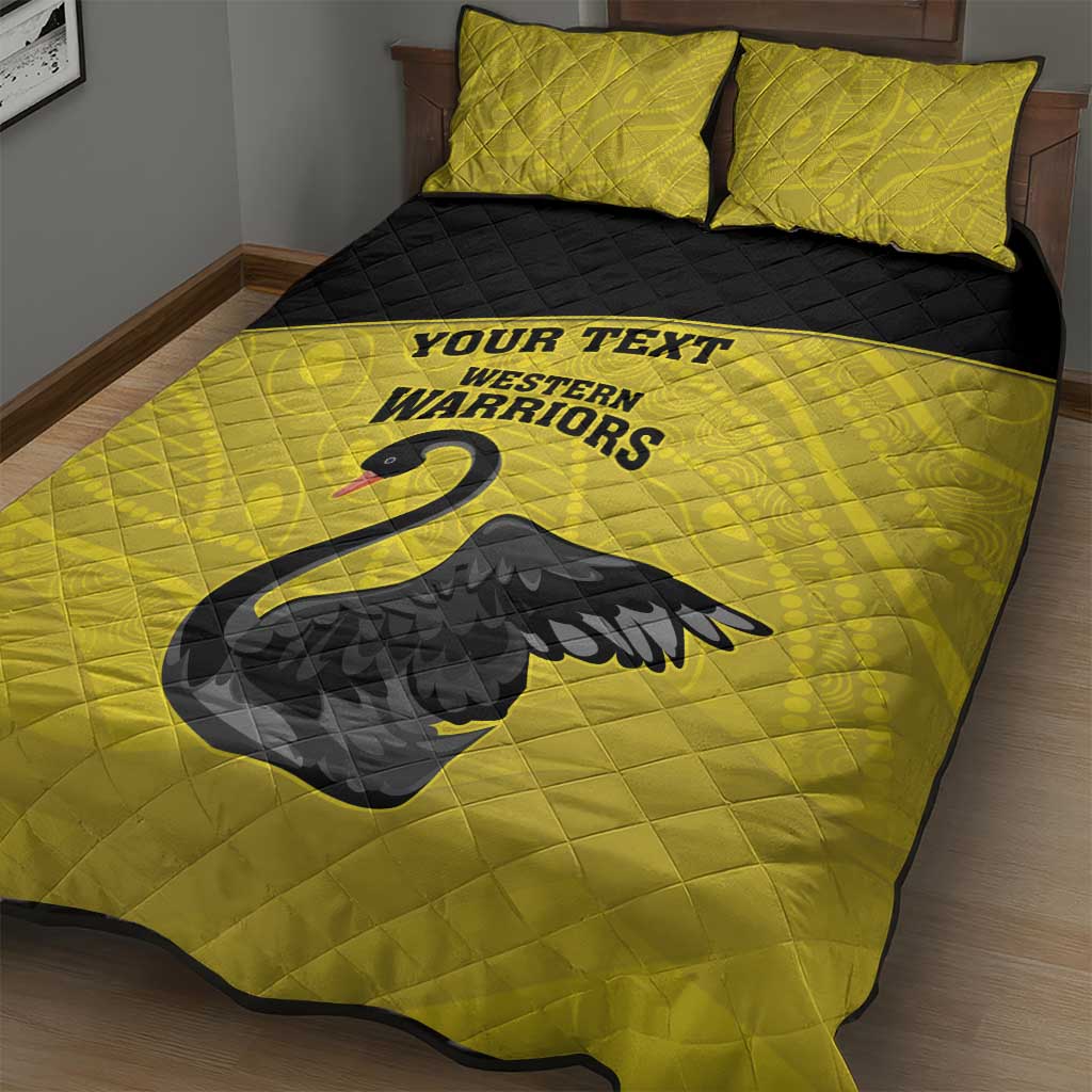 Custom Western Australia Cricket Quilt Bed Set Go Warriors Black Swans - Aboriginal Art