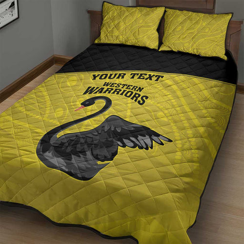Custom Western Australia Cricket Quilt Bed Set Go Warriors Black Swans - Aboriginal Art