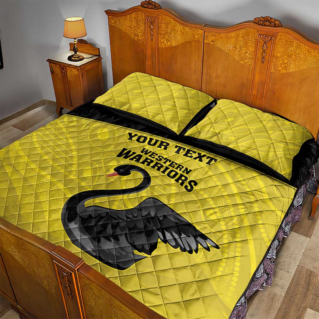 Custom Western Australia Cricket Quilt Bed Set Go Warriors Black Swans - Aboriginal Art