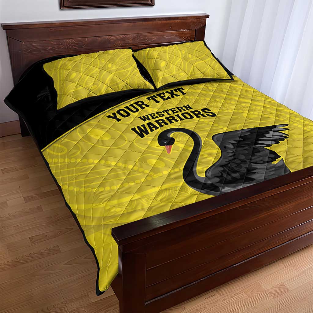 Custom Western Australia Cricket Quilt Bed Set Go Warriors Black Swans - Aboriginal Art
