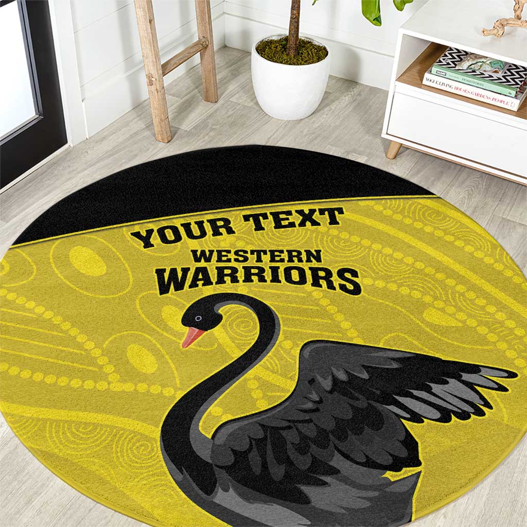 Custom Western Australia Cricket Round Carpet Go Warriors Black Swans - Aboriginal Art