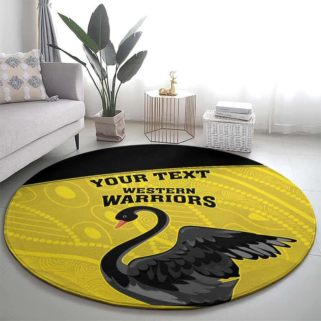 Custom Western Australia Cricket Round Carpet Go Warriors Black Swans - Aboriginal Art