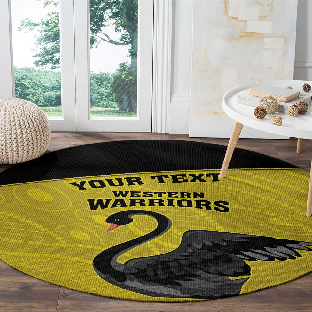 Custom Western Australia Cricket Round Carpet Go Warriors Black Swans - Aboriginal Art