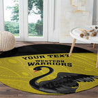 Custom Western Australia Cricket Round Carpet Go Warriors Black Swans - Aboriginal Art