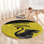 Custom Western Australia Cricket Round Carpet Go Warriors Black Swans - Aboriginal Art