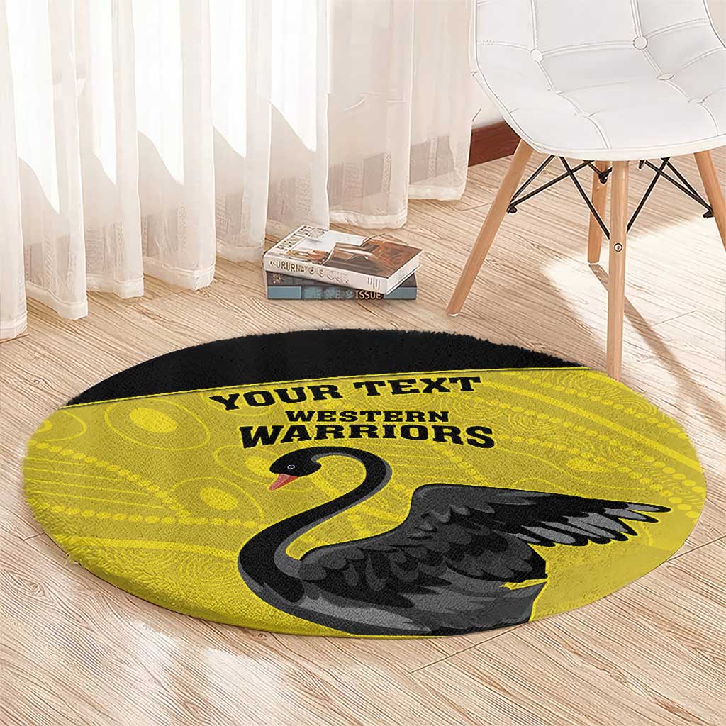 Custom Western Australia Cricket Round Carpet Go Warriors Black Swans - Aboriginal Art