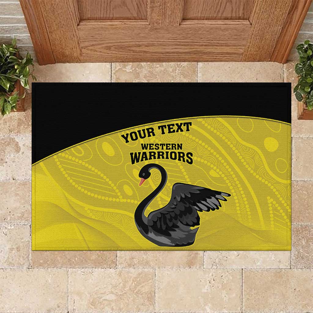 Custom Western Australia Cricket Rubber Doormat Go Warriors Black Swans - Aboriginal Art