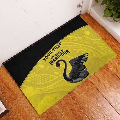 Custom Western Australia Cricket Rubber Doormat Go Warriors Black Swans - Aboriginal Art